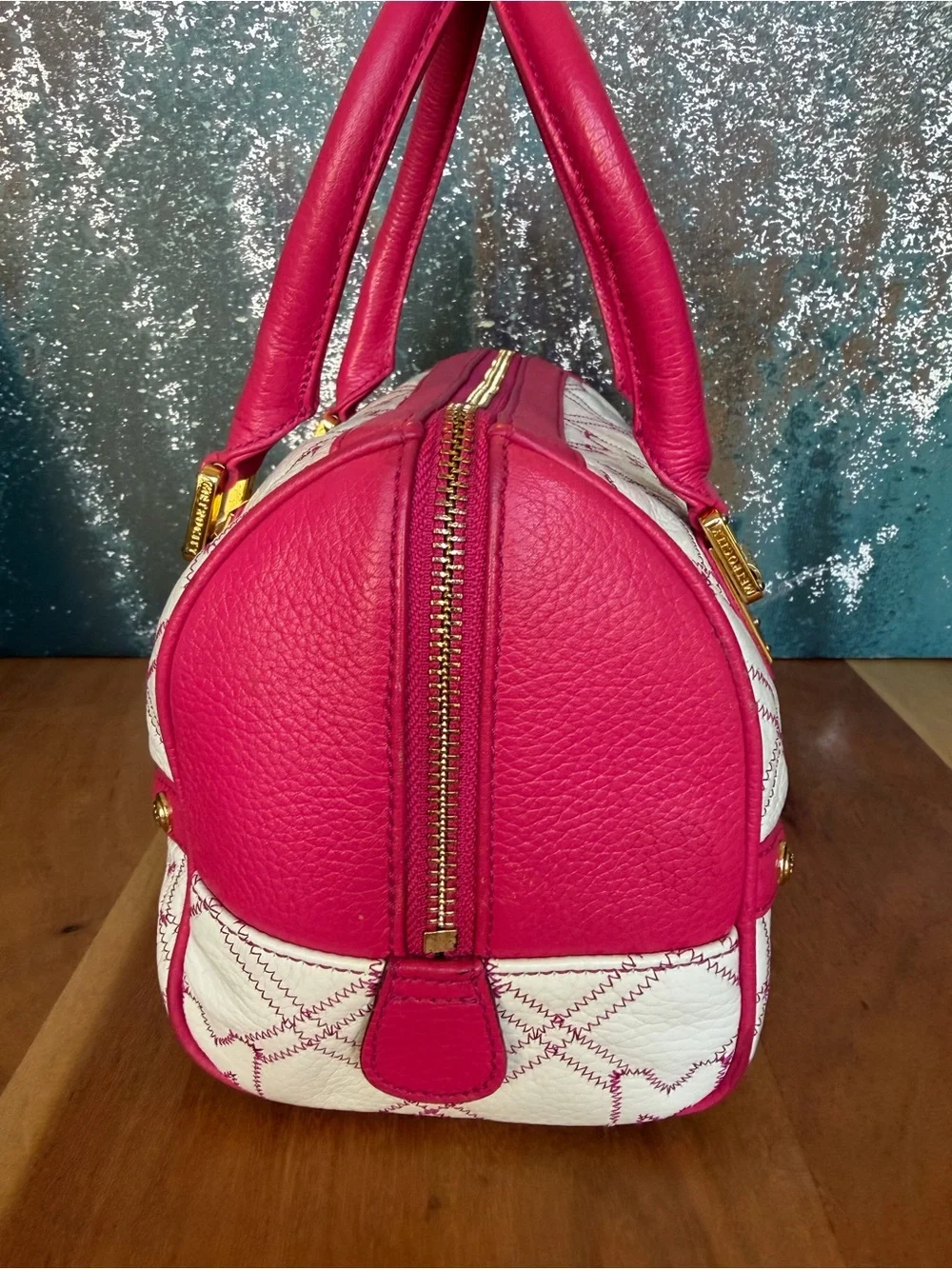 Metrocity Barbiecore Y2K Vintage Quilted Monogram Doctor Bag Pink VGUC